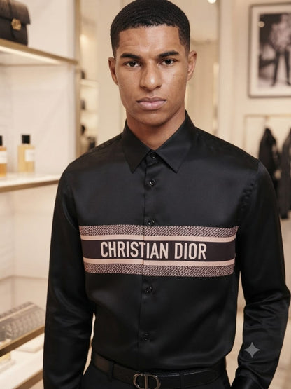 DIOR 2026 black regular fit shirt embossed buttons detail