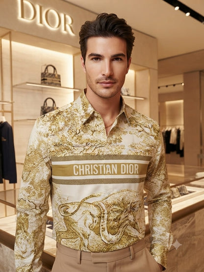 DIOR 2026 beige regular fit shirt embossed buttons detail