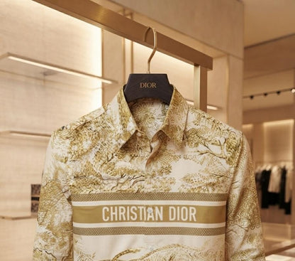 DIOR 2026 beige shirt imported Crush cotton fabric close up