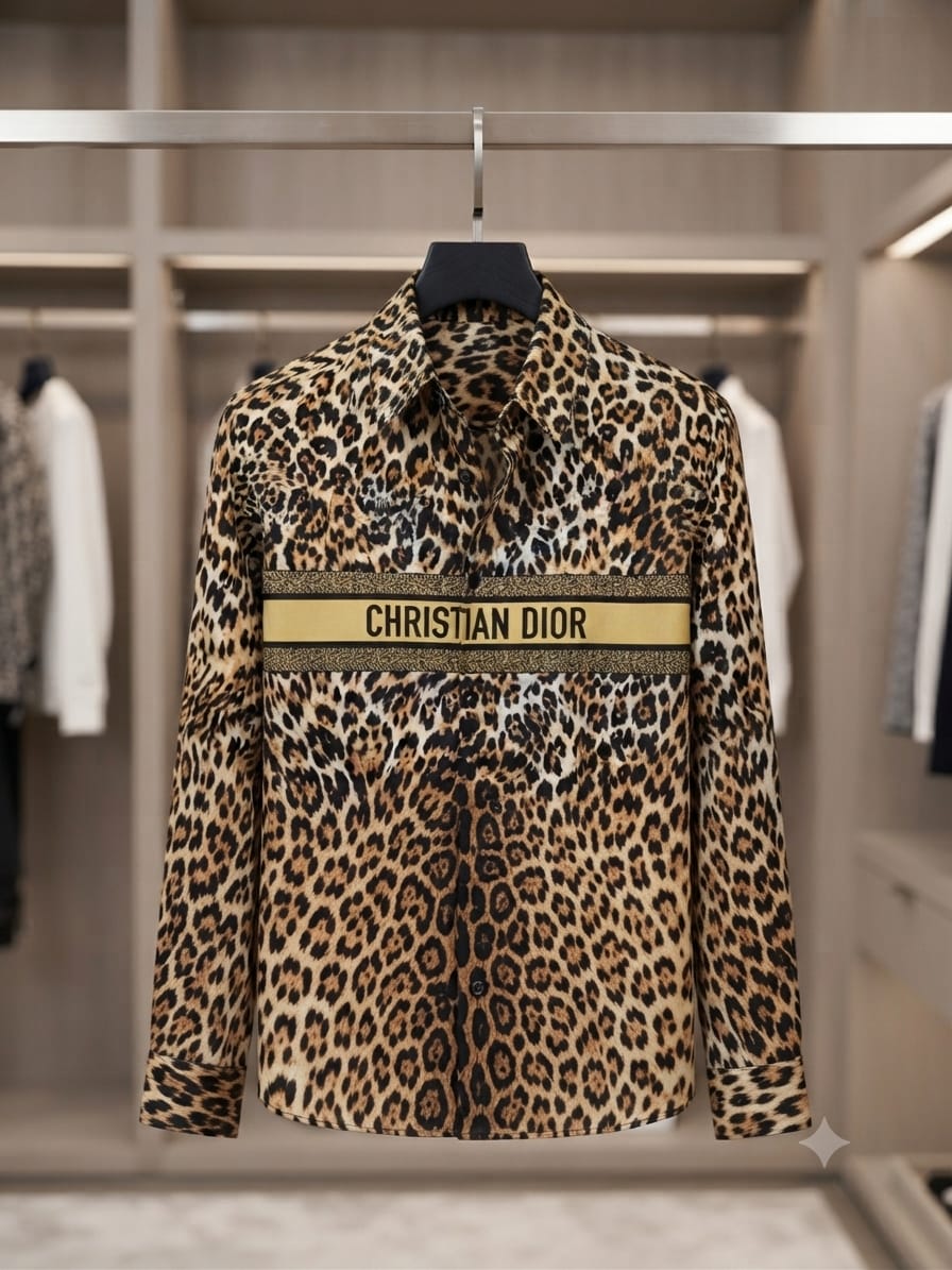 DIOR 2026 premium brown Crush cotton shirt regular fit front view