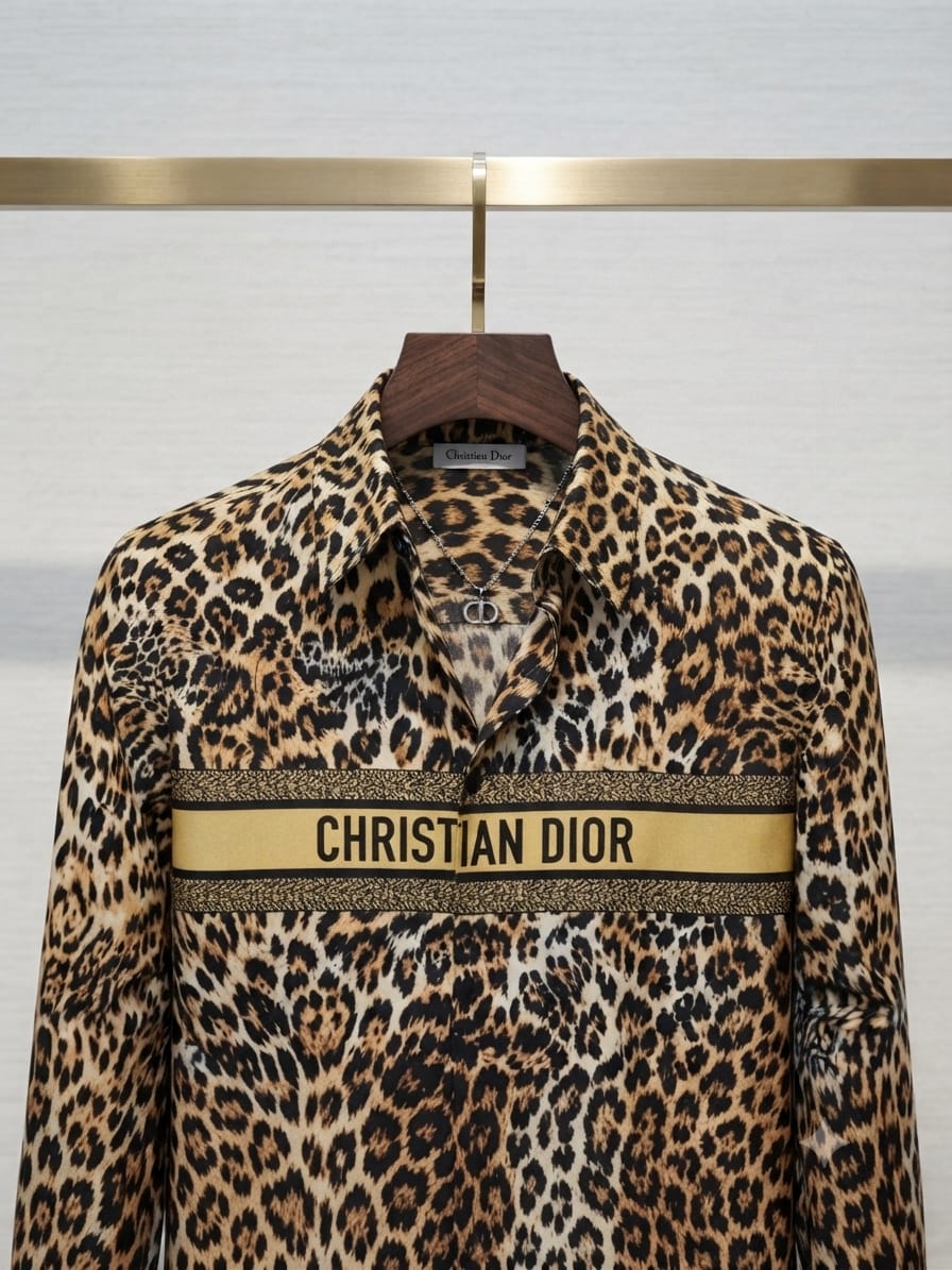 DIOR 2026 brown shirt imported Crush cotton fabric close up