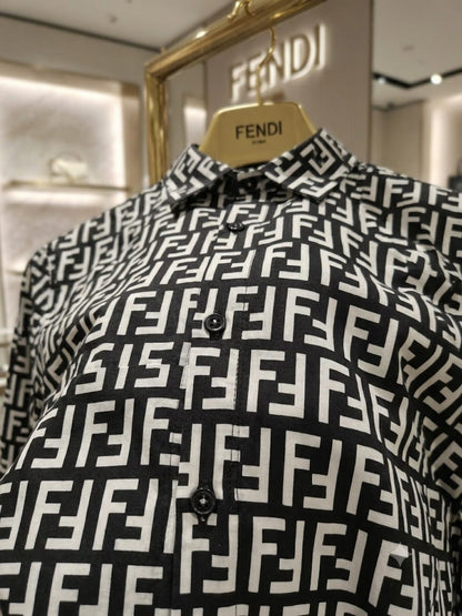 FENDI 2026 black twill shirt premium fabric detailed view