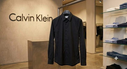 CALVIN KLEIN 2026 premium black cotton lycra shirt regular fit front view
