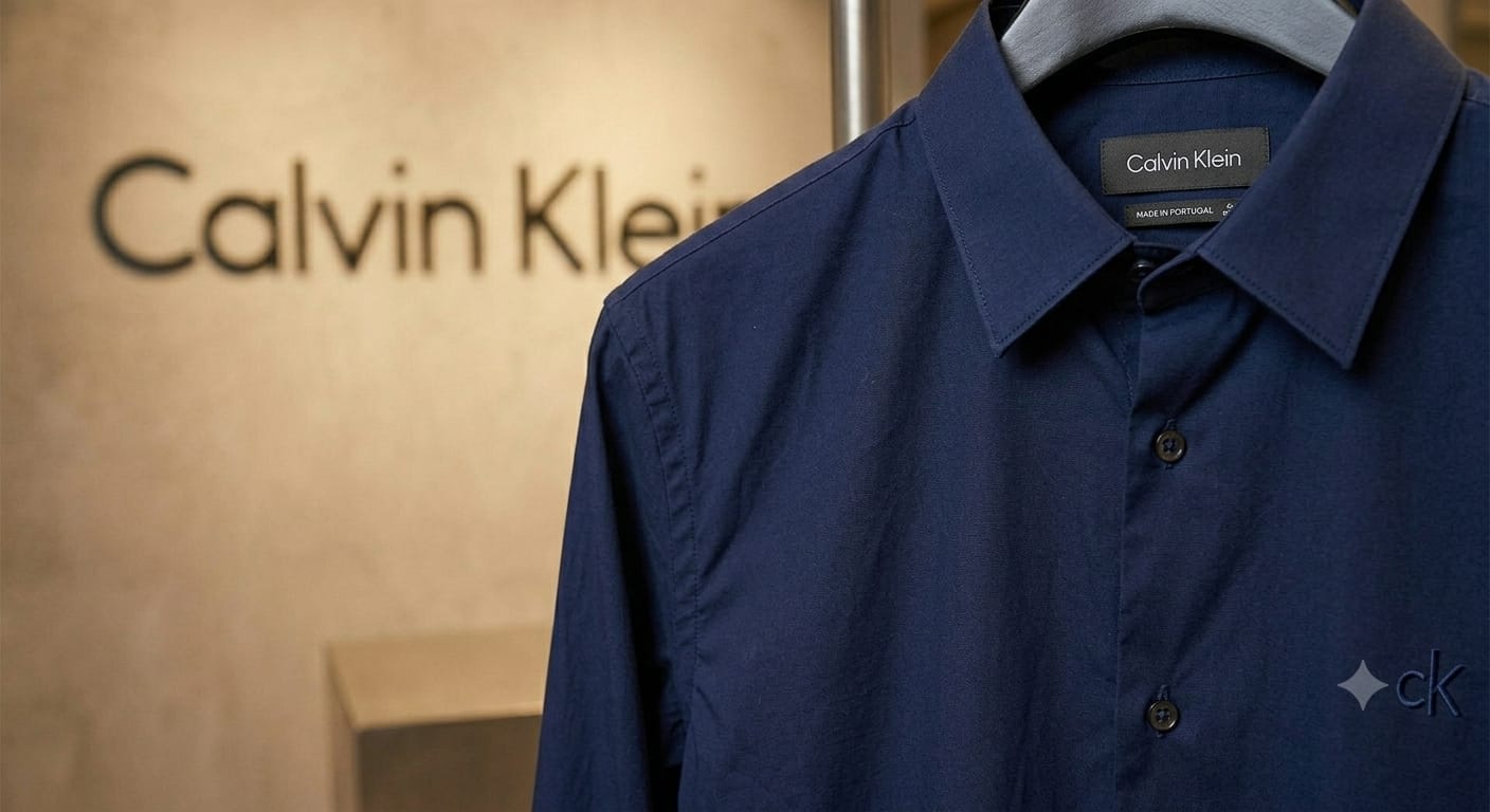 CALVIN KLEIN 2026 premium navy blue cotton lycra shirt regular fit front view
