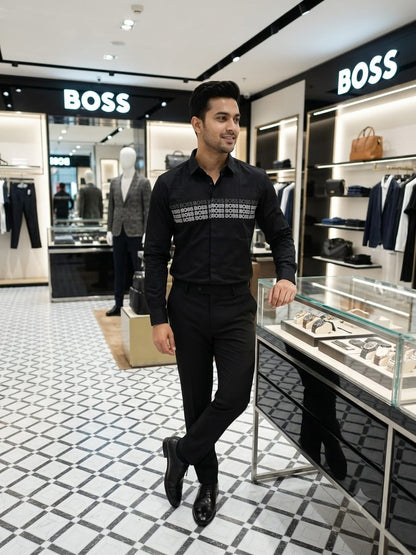BOSS 2026 premium black Oxford shirt fashion wear