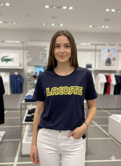 Premium navy blue women's t shirt with DTF print work
