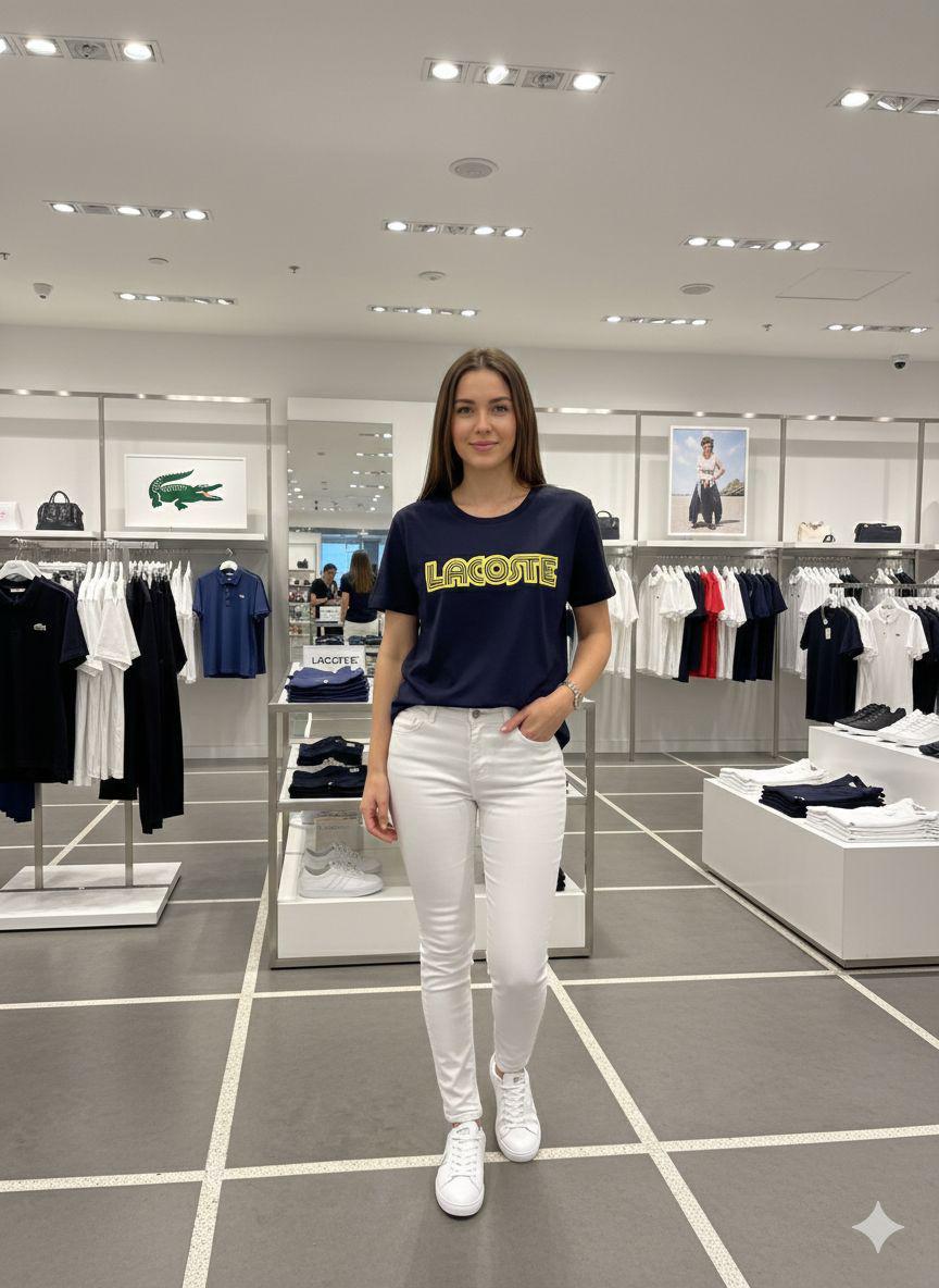 Premium navy blue women's t shirt with DTF print work