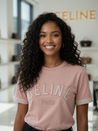 Celine pink oversized women's t shirt premium baggy fit
