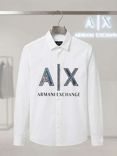 ARMANI EXCHANGE 2026 premium white cotton shirt regular fit front view
