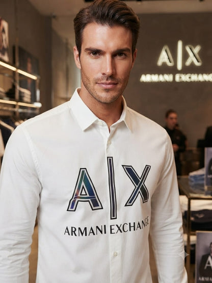 ARMANI EXCHANGE 2026 white regular fit shirt accessories intact