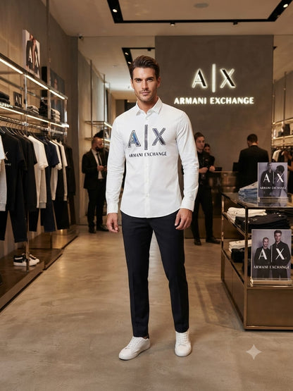 ARMANI EXCHANGE 2026 premium white cotton shirt fashion wear