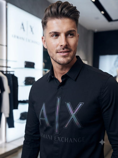 ARMANI EXCHANGE 2026 navy blue regular fit shirt accessories intact
