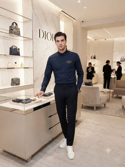 DIOR 2026 premium navy blue cotton shirt fashion wear