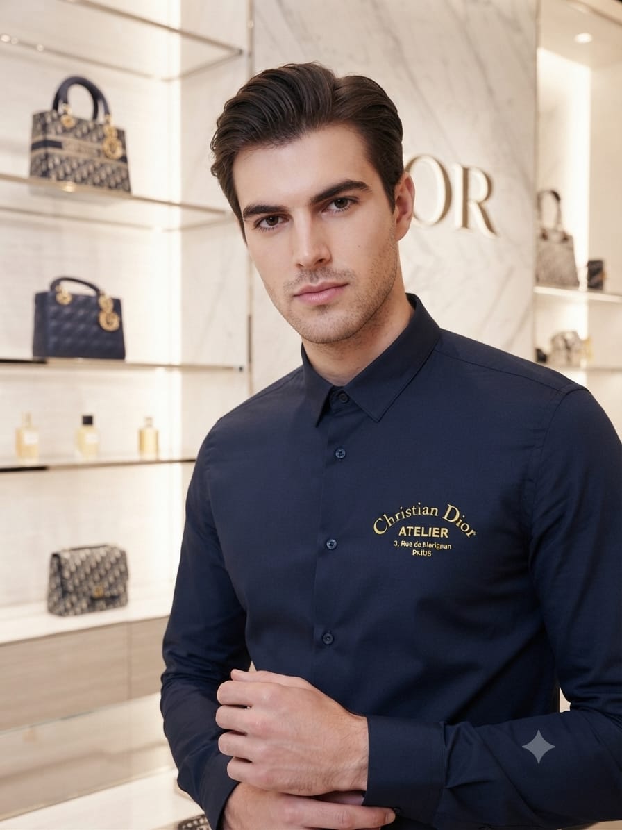 DIOR 2026 navy blue regular fit shirt accessories intact