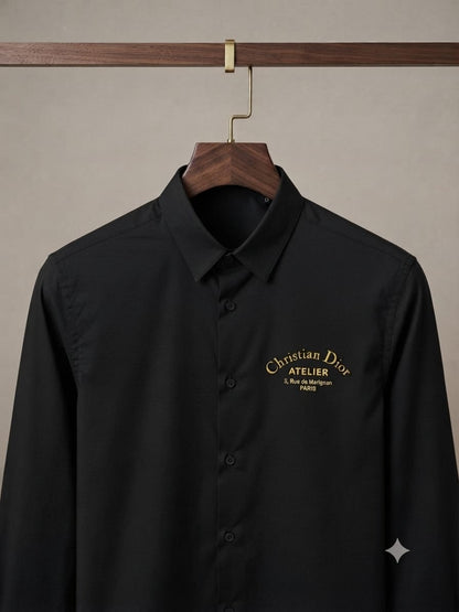 DIOR 2026 black shirt 100 percent cotton mill-made fabric close up