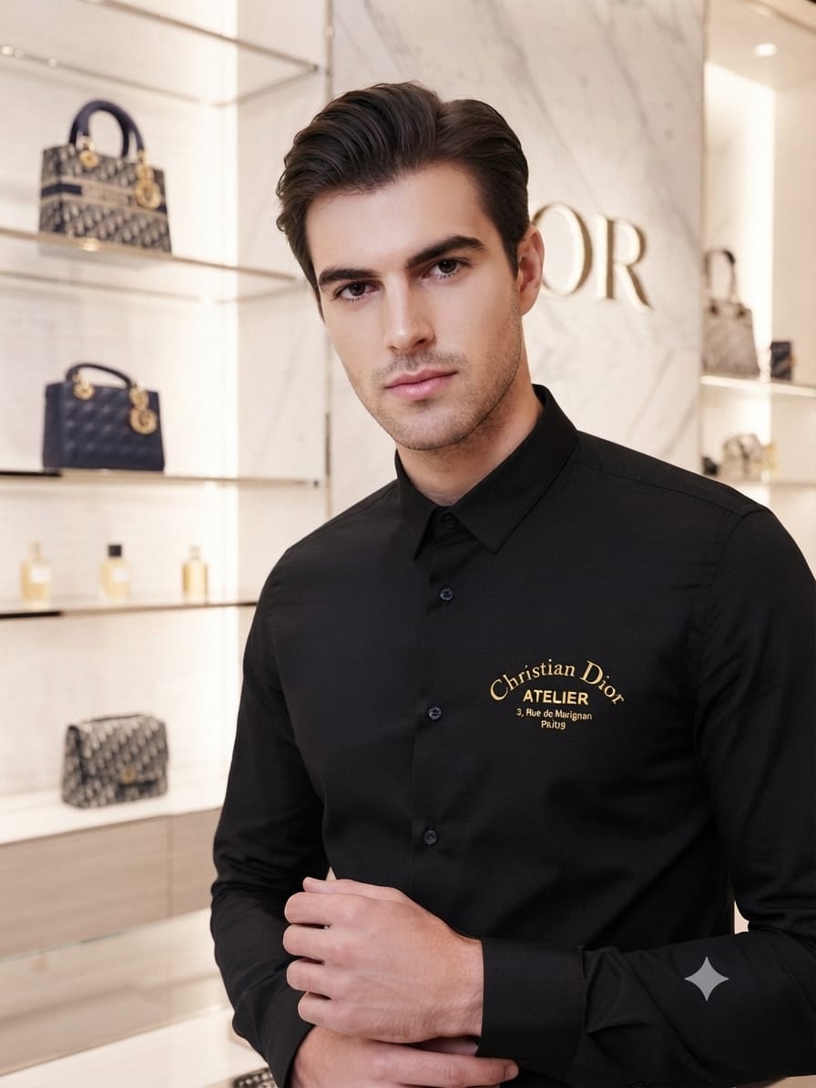 DIOR 2026 black regular fit shirt accessories intact