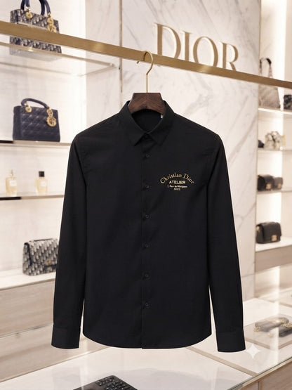 DIOR 2026 premium black cotton shirt regular fit front view