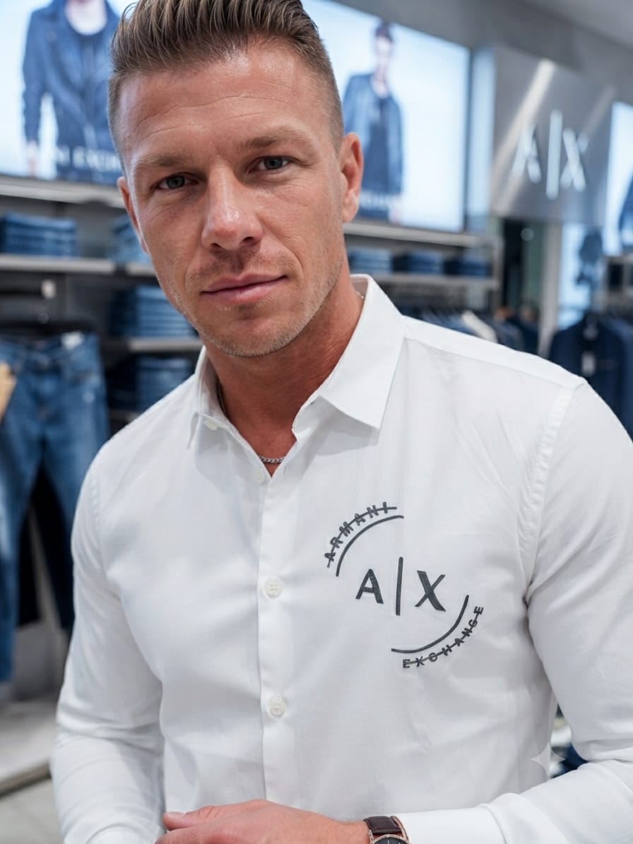 ARMANI EXCHANGE 2026 white regular fit shirt accessories intact