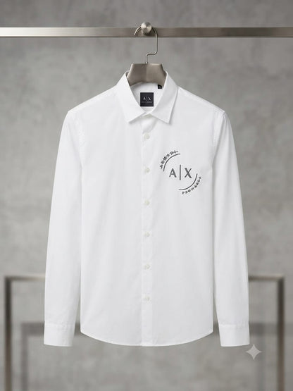 ARMANI EXCHANGE 2026 premium white cotton shirt regular fit front view
