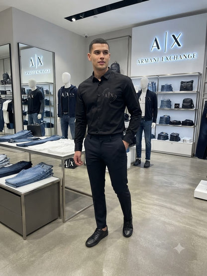 ARMANI EXCHANGE 2026 premium black cotton shirt fashion wear