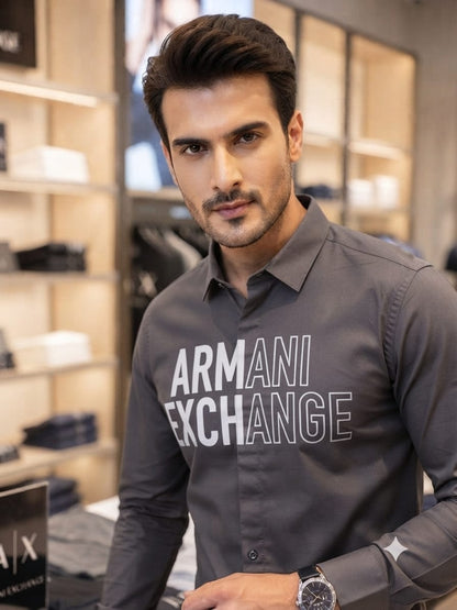ARMANI EXCHANGE 2026 grey regular fit shirt accessories intact