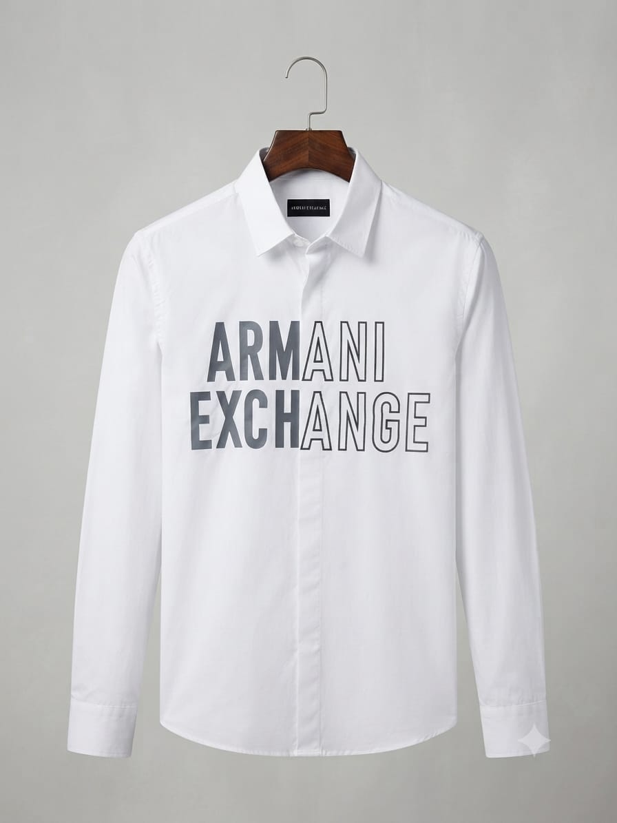 ARMANI EXCHANGE 2026 premium white cotton shirt regular fit front view