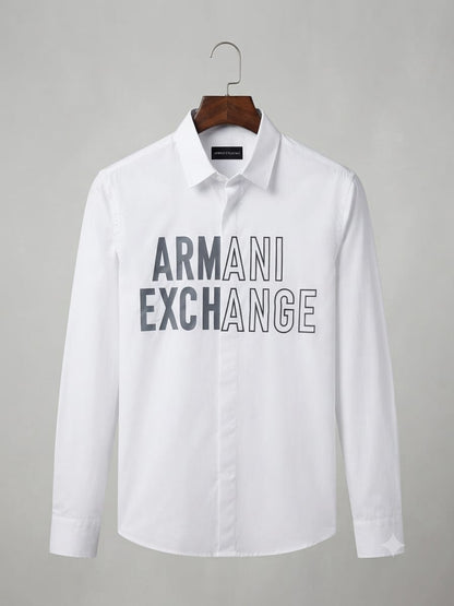 ARMANI EXCHANGE 2026 premium white cotton shirt regular fit front view