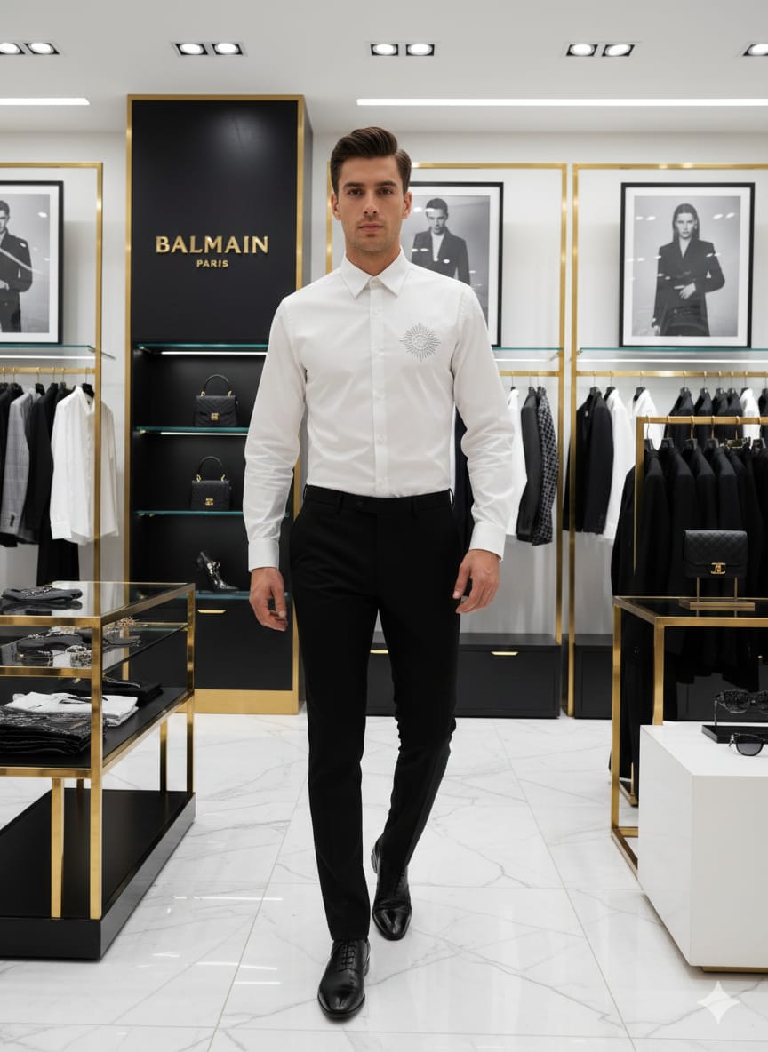 BALMAIN 2026 Paris white cotton shirt fashion wear