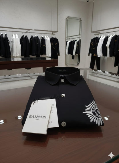 BALMAIN 2026 Paris black cotton shirt fashion wear