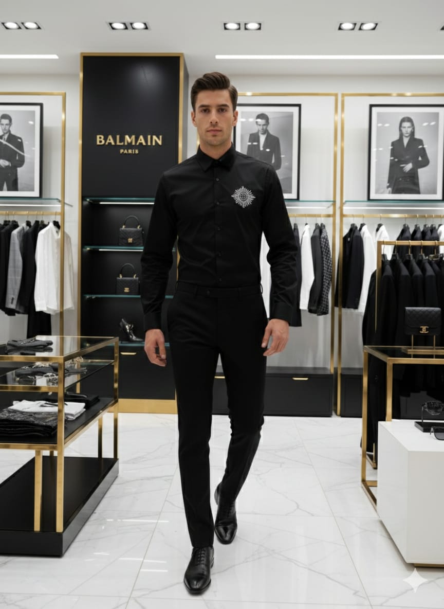 BALMAIN 2026 black premium shirt original accessories intact
