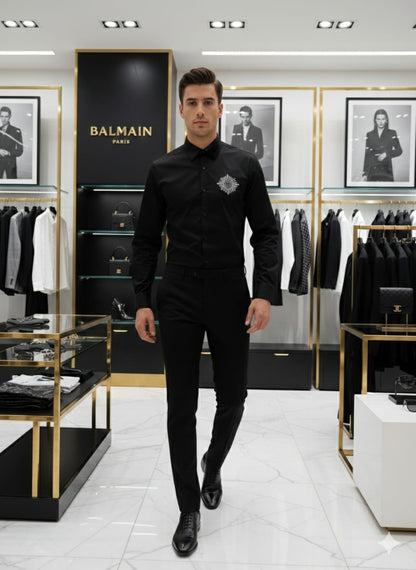BALMAIN 2026 black premium shirt original accessories intact