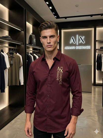ARMANI 2026 premium wine cotton shirt fashion wear