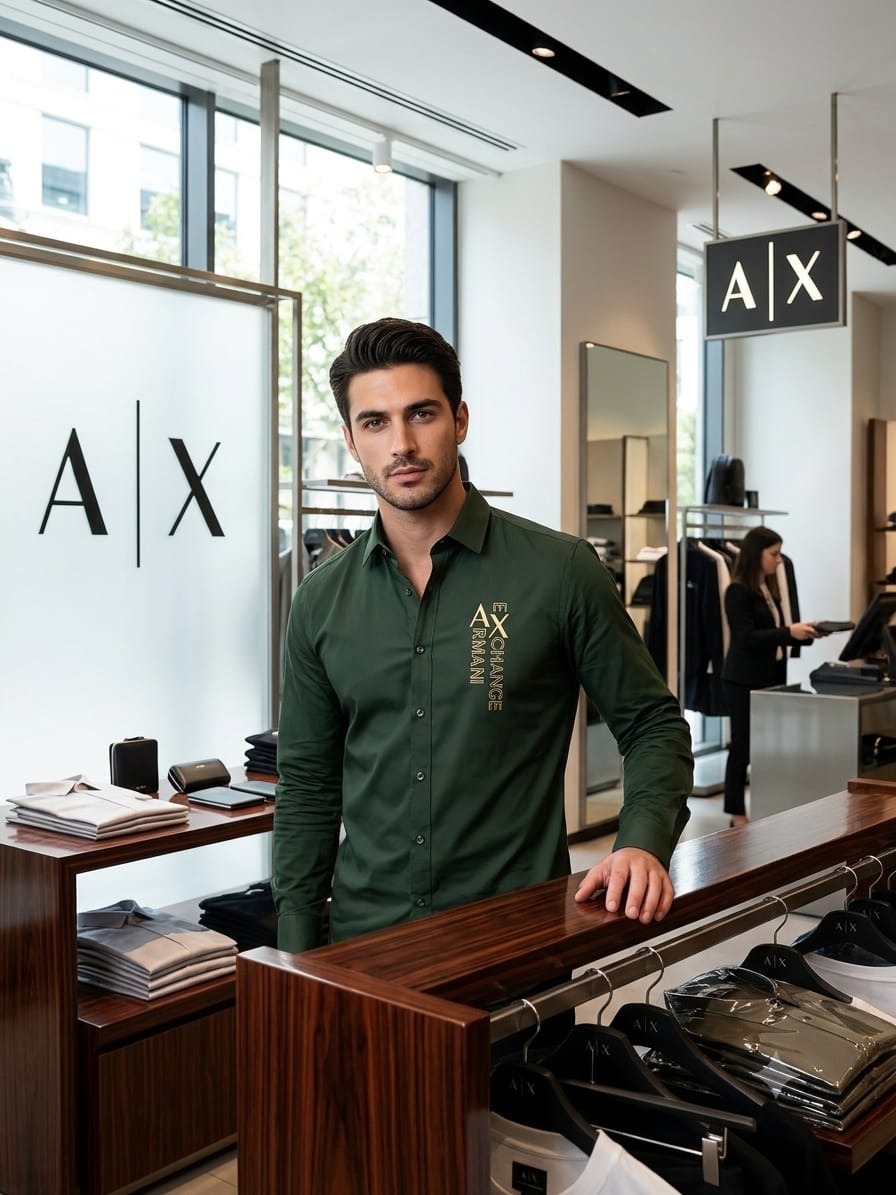 ARMANI 2026 premium green cotton shirt fashion wear