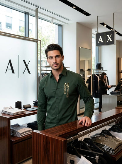 ARMANI 2026 premium green cotton shirt fashion wear