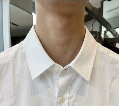 ARMANI 2026 white shirt imported cotton yarn-dyed fabric close up