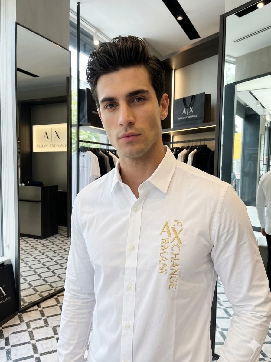 ARMANI 2026 white shirt same-brand embossed buttons detail