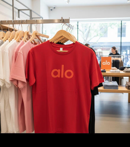 ALO red women's t shirt premium womens summer tops