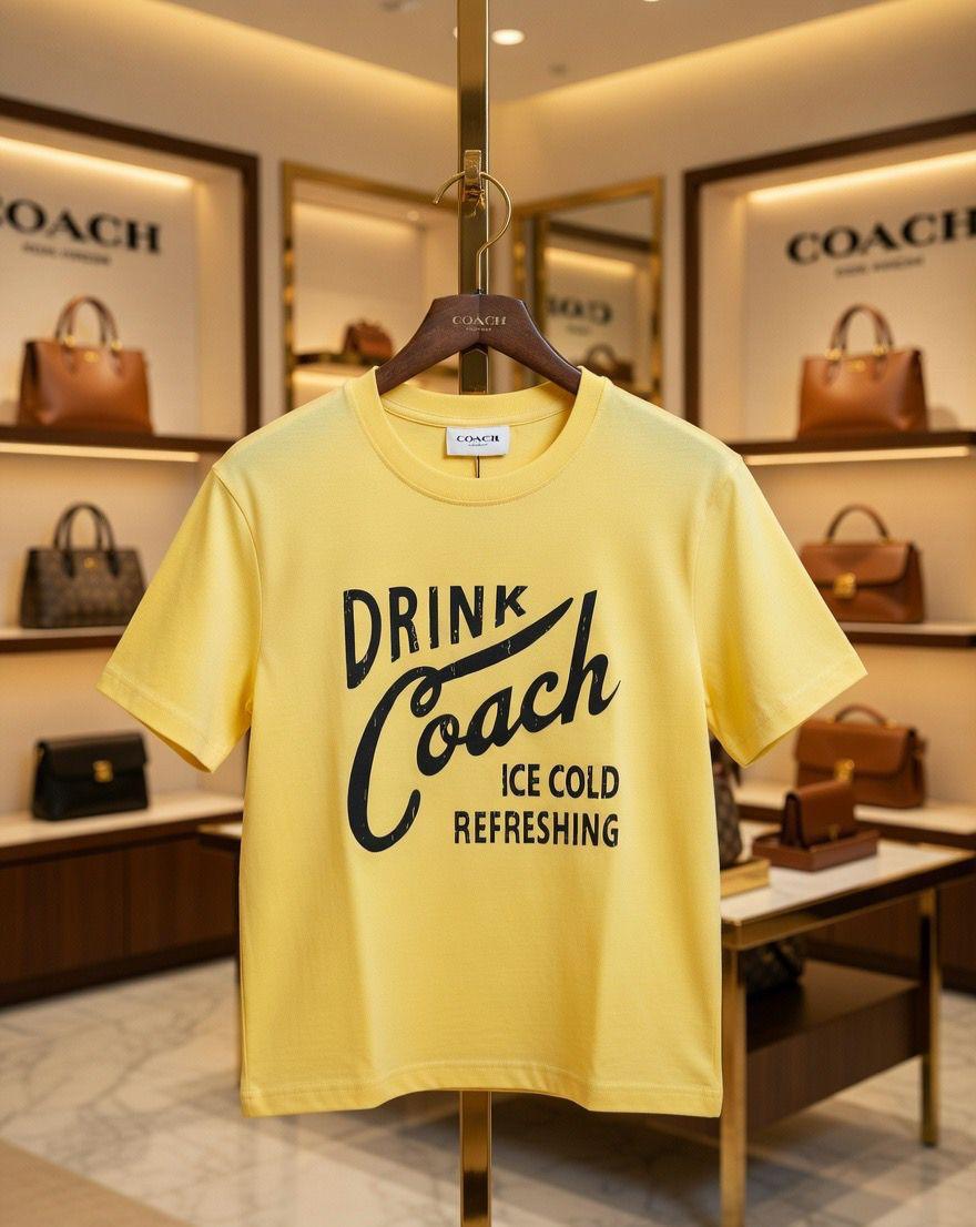Coach yellow women's t shirt premium womens summer tops