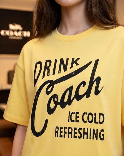 Coach yellow western women's wear clothing oversized tee