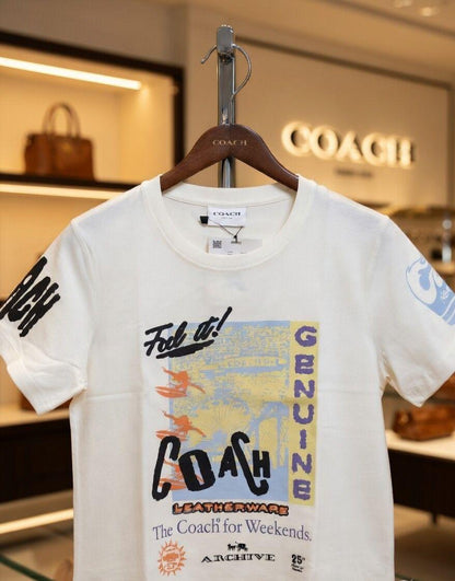 White women's wear Coach baggy fit t shirt