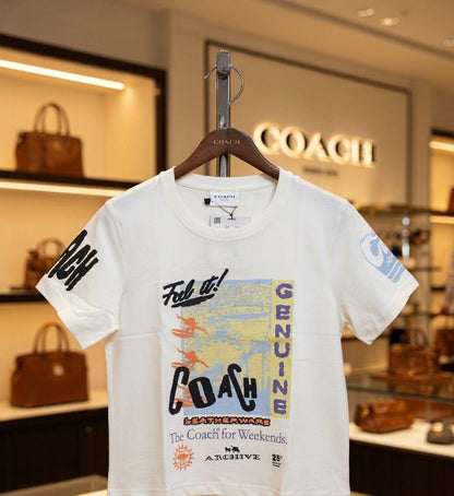 Coach white women's t shirt premium womens summer tops