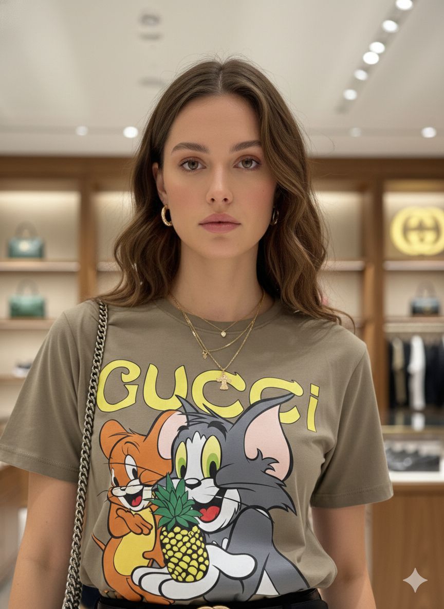 Beige women's wear Gucci cotton t shirt