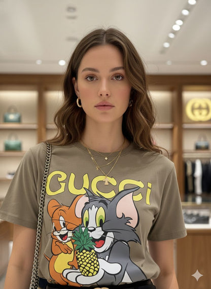 Beige women's wear Gucci cotton t shirt