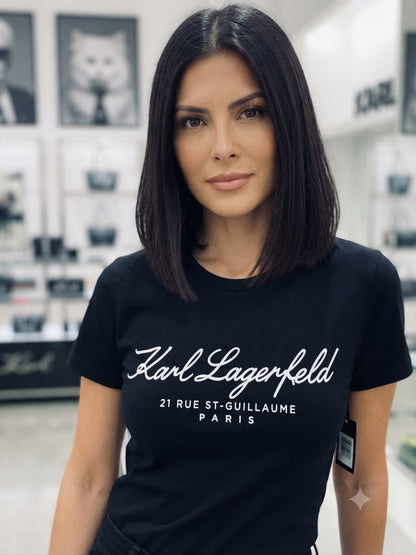 Karl Lagerfeld navy western women's wear clothing tee
