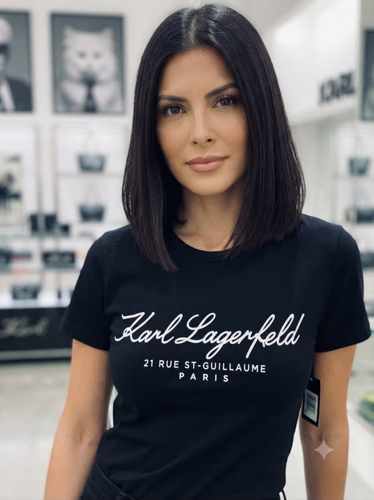 Karl Lagerfeld navy western women's wear clothing tee
