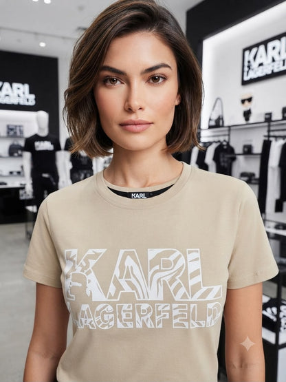 Karl Lagerfeld cream western women's wear clothing tee