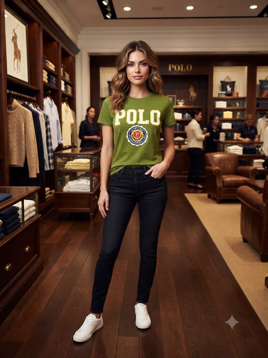 Premium olive green women's t shirt with embellished detailing