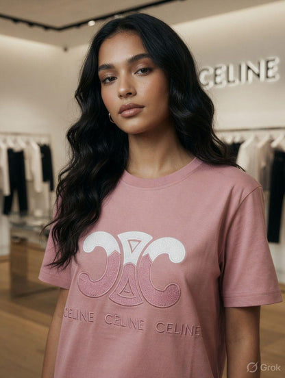 Celine pink western women's wear clothing tee