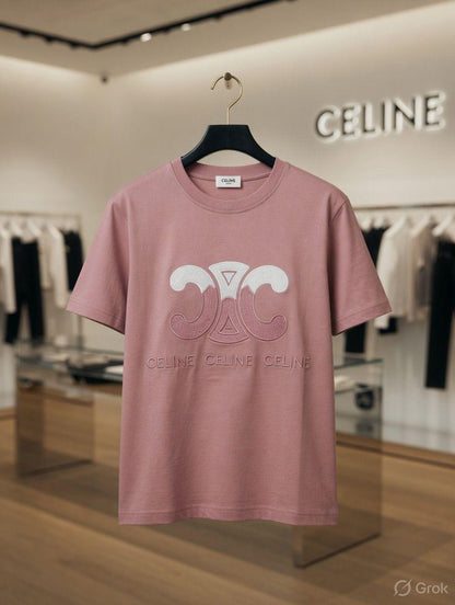Celine pink women's t shirt premium cotton womens summer top
