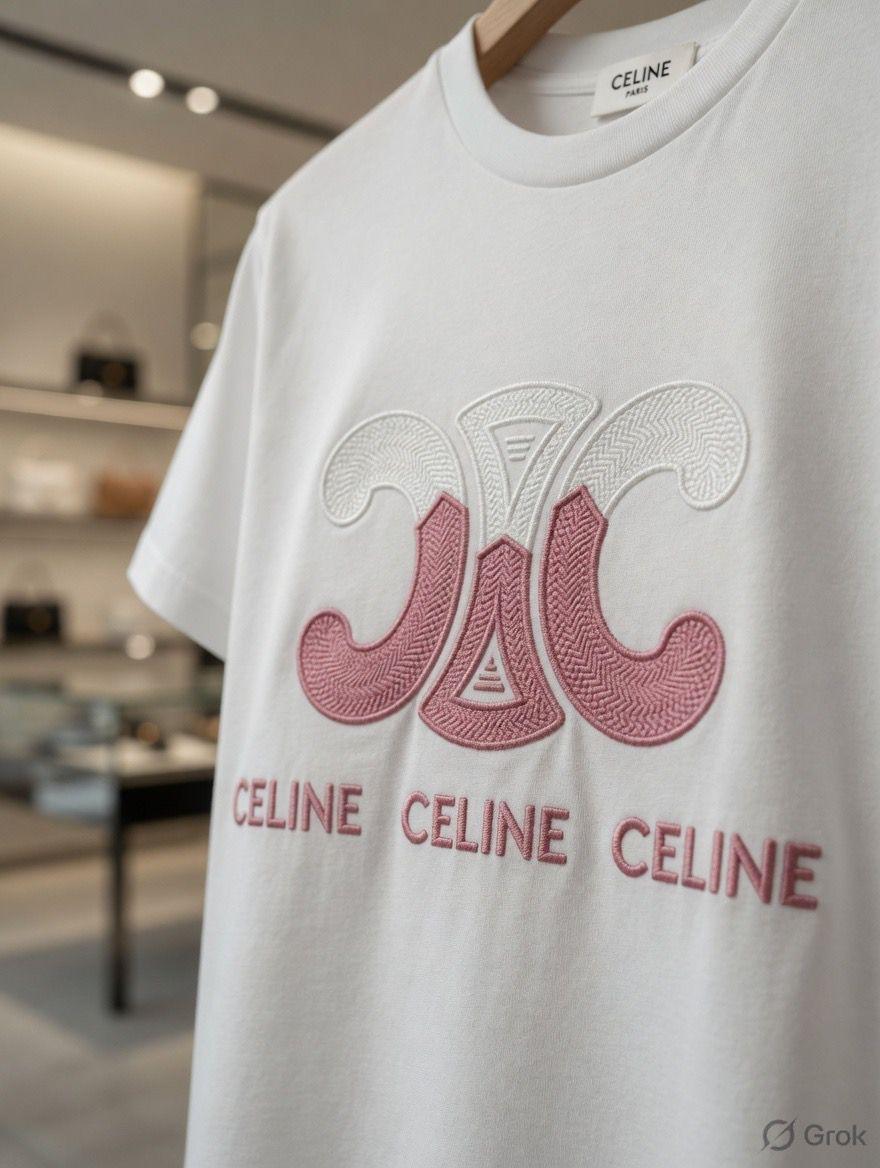 White women's wear Celine cotton peach t shirt